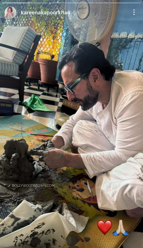 Jeh Makes Ganesh Idol With Saif Ali Khan, Kareena Shares Pics 58850